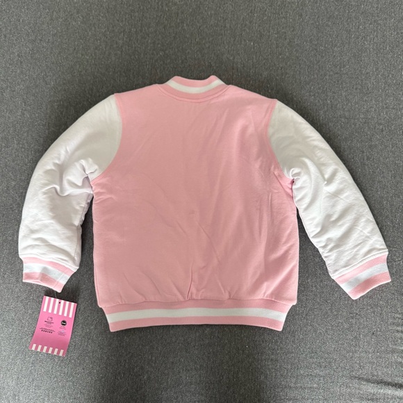 NWT Hello Kitty French Terry Varsity Bomber Jacket (pink/white) Girls size 5 - Picture 7 of 11